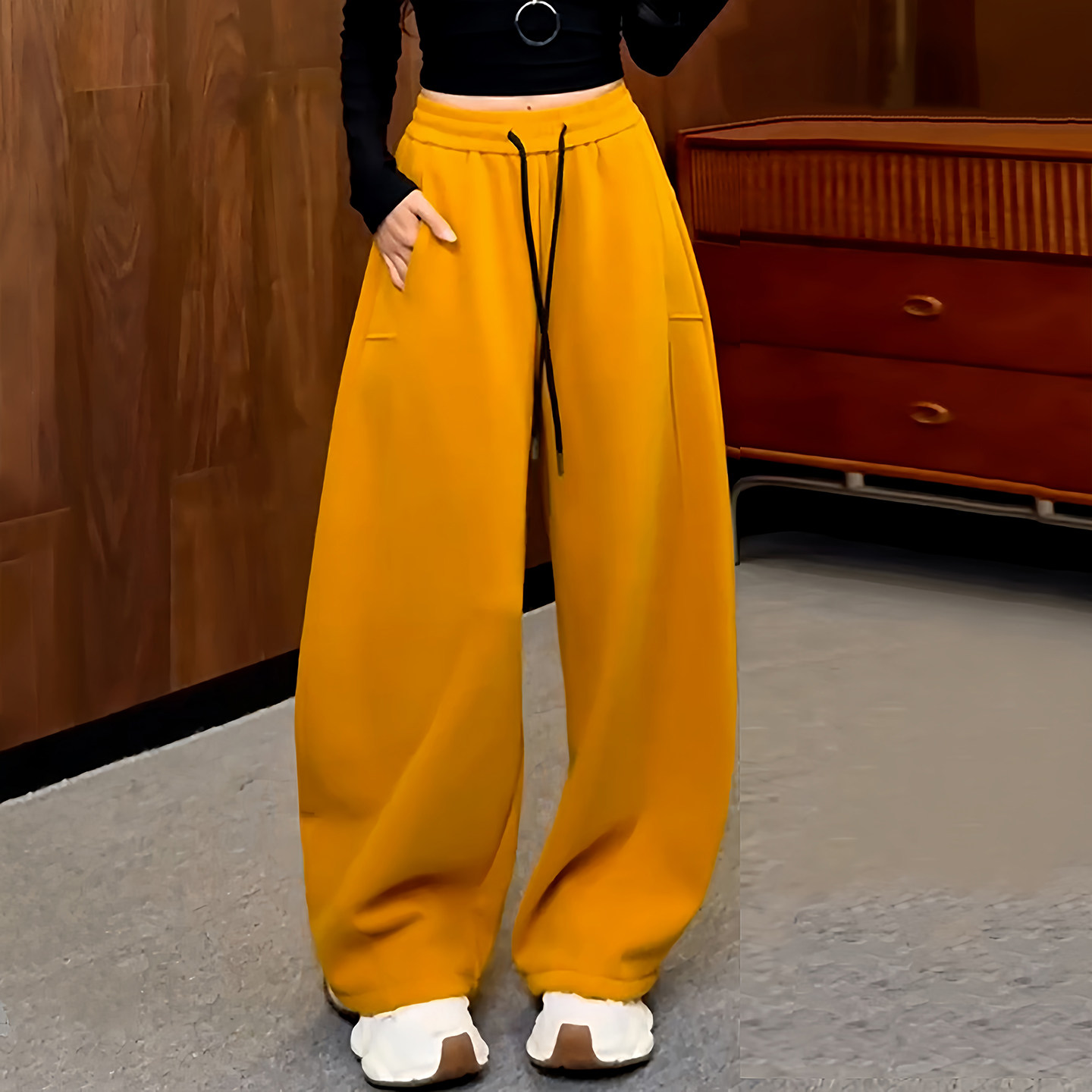 Ader阔腿运动休闲卫裤女2026春季新款宽松遮胯百搭显瘦垂感弯刀裤,女装/女士精品,大码裤装,淘宝优惠券,粉丝福利购,淘宝优惠卷