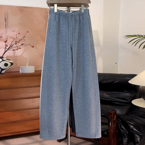 松紧腰抽绳加绒保暖休闲弯刀裤