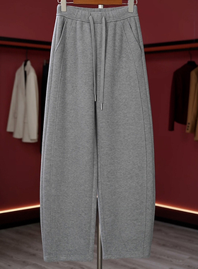 Ader加绒加厚弯刀香蕉休闲裤女2026秋冬新款高腰宽松轻奢直筒裤子