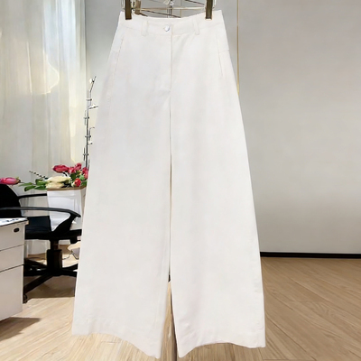 白色轻奢简约高腰窄版直筒休闲裤