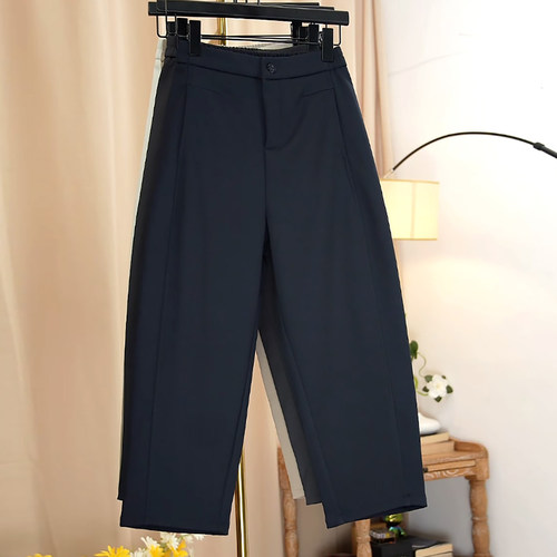 气质简约九分加绒百搭休闲弯刀裤