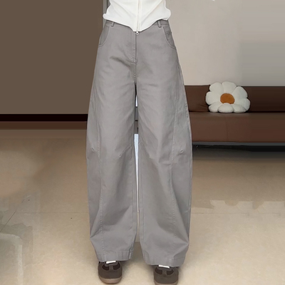 百搭高腰显瘦立体裁剪纯色镰刀裤