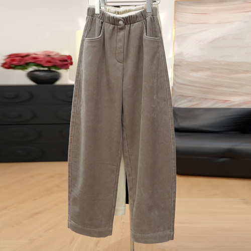 加绒加厚保暖复古灯芯绒弯刀裤