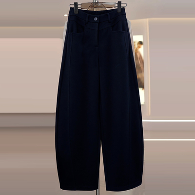 时尚百搭高腰显瘦宽松阔腿弯刀裤