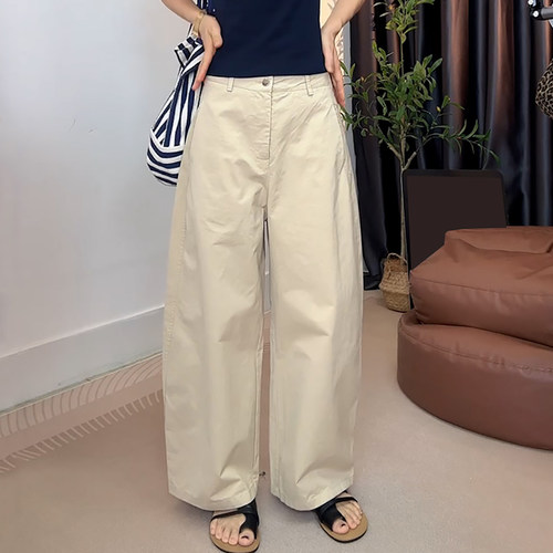 时尚气质百搭卡其色九分弯刀裤女