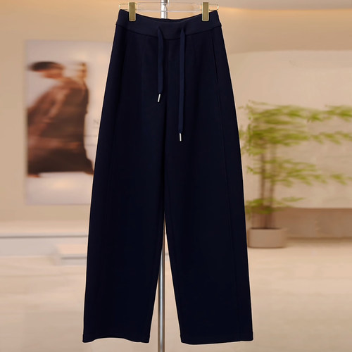 抗冻保暖加绒羊毛阔腿弯刀休闲裤