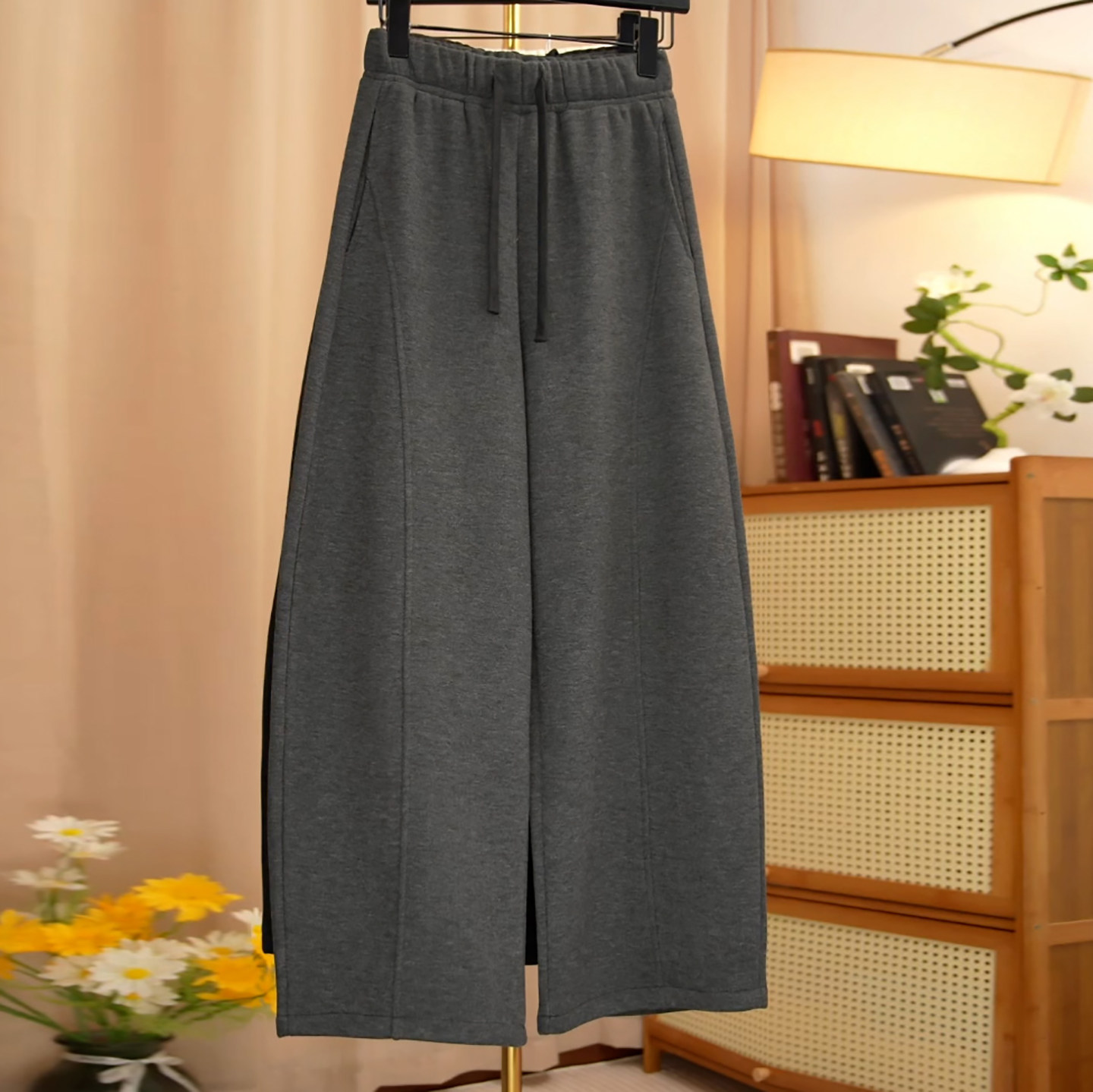 Ader松紧腰抽绳宽松阔腿弯刀裤女2026春季新款简约百搭显瘦休闲裤,女装/女士精品,大码裤装,淘宝优惠券,粉丝福利购,淘宝优惠卷