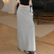 时尚 Ader灰色开叉半身裙女2025夏季 新款 高腰显瘦直筒垂感包臀长裙
