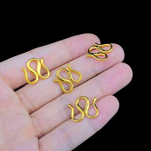 香港免税真金扣头S型M型首饰项链手链扣黄金色链子扣卡扣维修配件