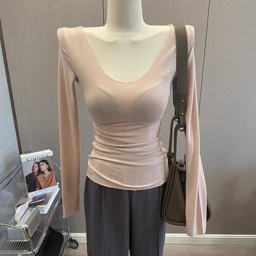 韩版微透打底衫长袖T恤修身上衣