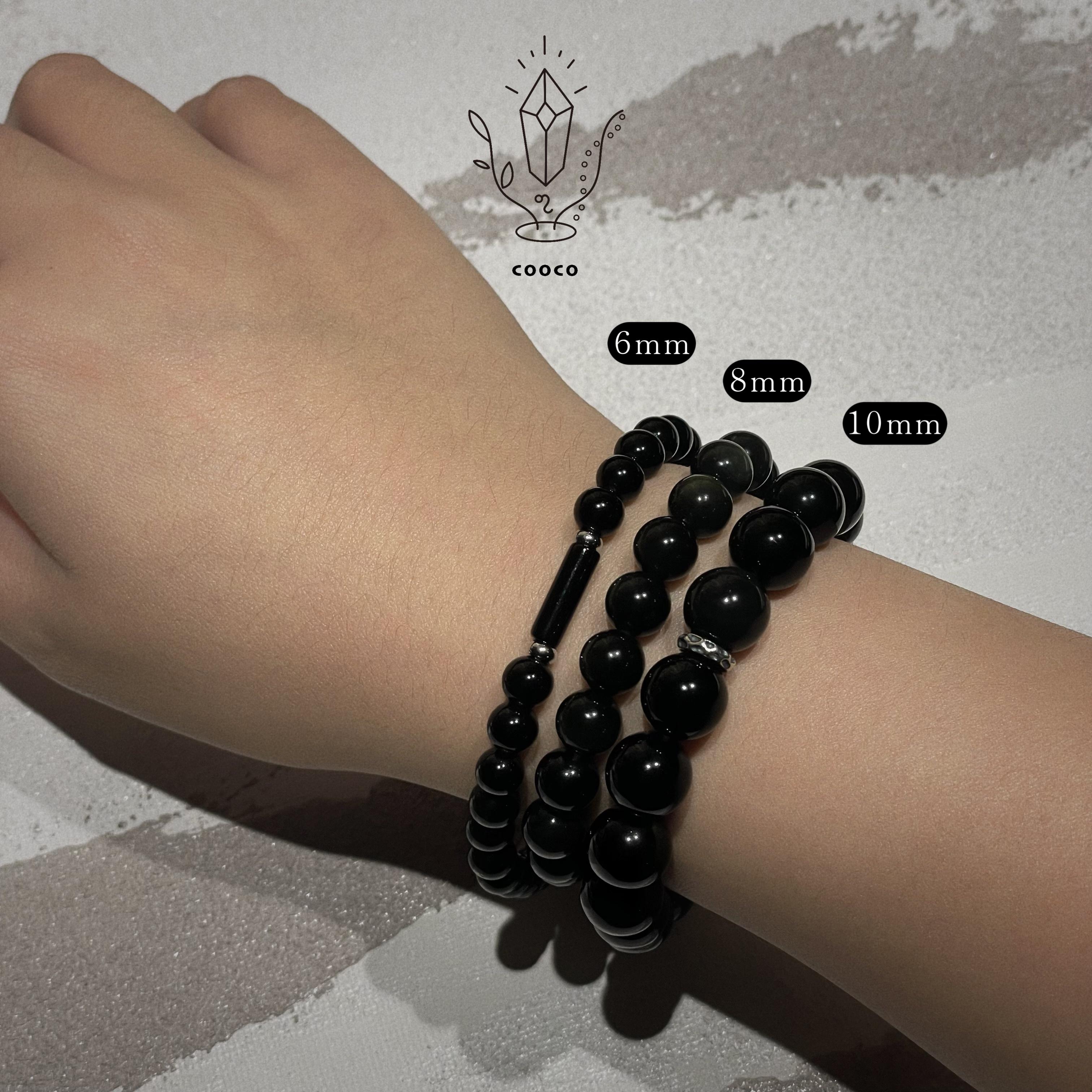 734天然银曜石手链12mm