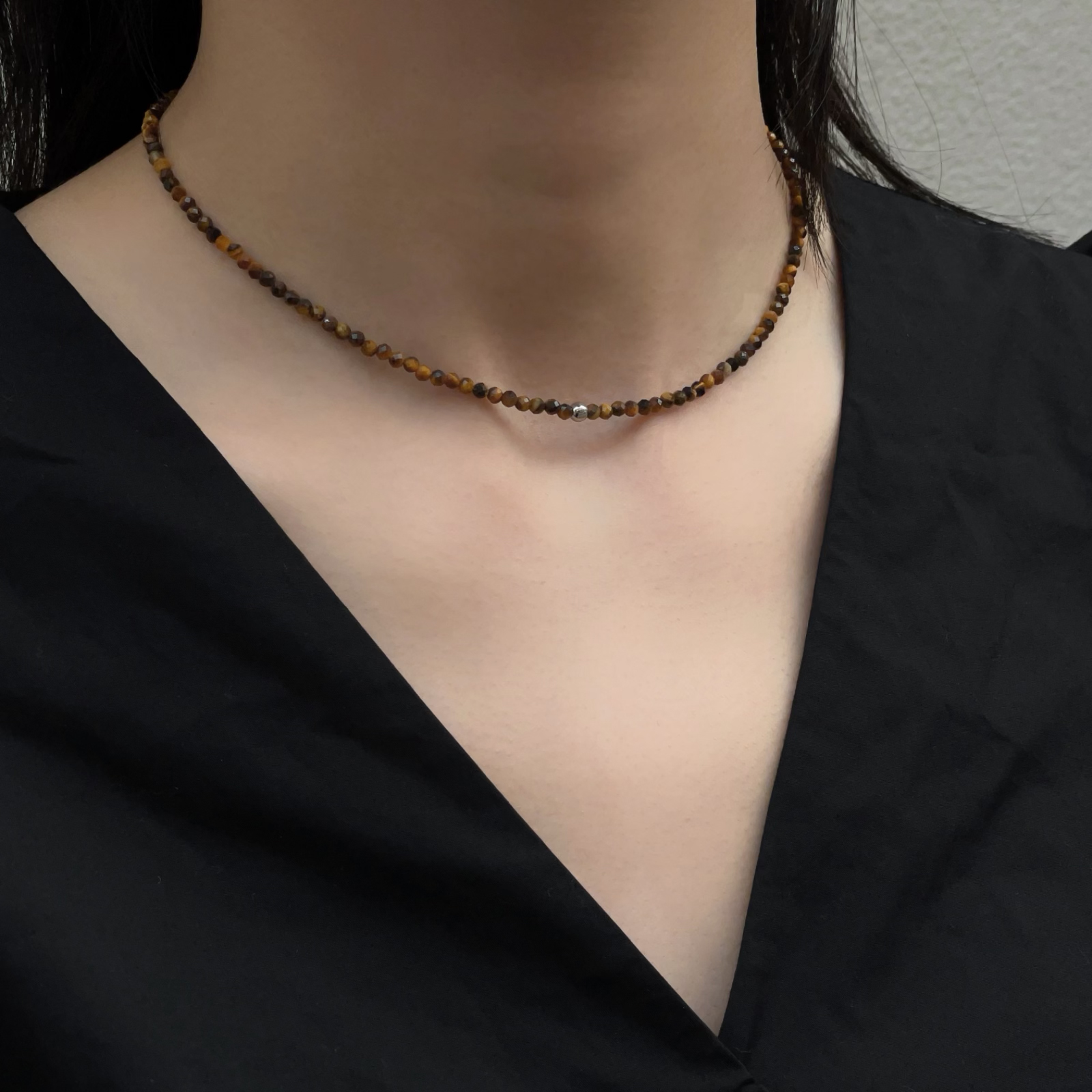 项链女款2024新款夏季轻奢高级感ins度假风虎眼石925银水晶锁骨链