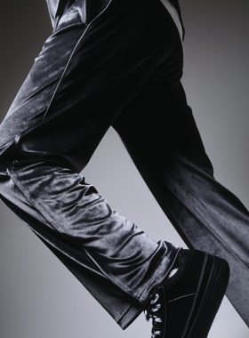 SPO天鹅绒宽松直筒休闲卫裤