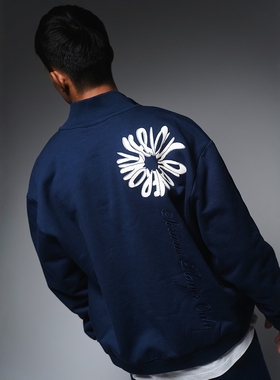 SPO无帽拉链卫衣-FLOWER 藏蓝色