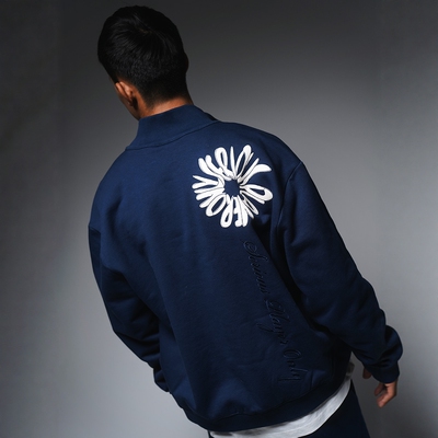 SPO无帽拉链卫衣-FLOWER 藏蓝色