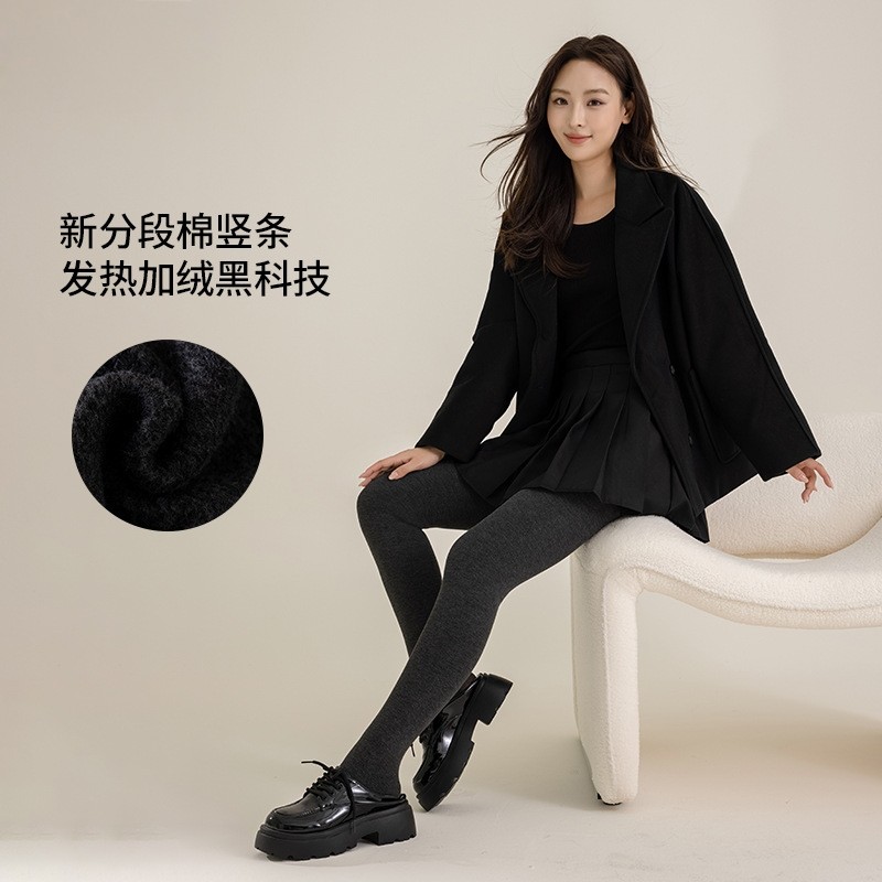 黑色光腿神器连脚丝袜女秋冬加绒防勾丝外穿高腰瘦腿不掉档打底裤
