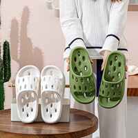 Women's indoor home bathroom anti-slip, leak-proof, quick-drying, hollowed-out couple's poop feel, thick-soled cool slippers for men thumbnail 7