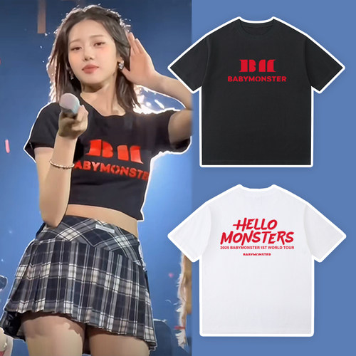 babymonster短袖演唱会周边申厦蓝t恤李茶仁上衣ASA同款男女同款