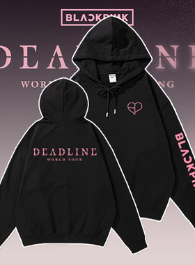 blackpink串标图案卫衣金珍妮演唱会应援服摇粒绒加厚LIsa袖标