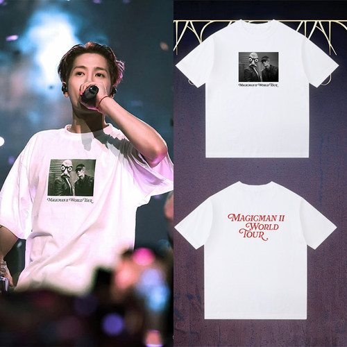 JACKSON王嘉尔演唱会同款应援服T恤男女同款白色纯棉MAGICMANII