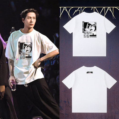 王嘉尔JACKSON演唱会同款应援服T恤MAGICMANII男女同款白色纯棉