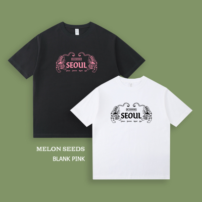 blackpink老虎印花同款SEOUL周边lisa短袖朴彩英金智秀金珍妮T恤