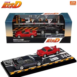 动漫社 1:64 头文字D套装R34 MX5合金汽车模型 午夜紫 日系成品收