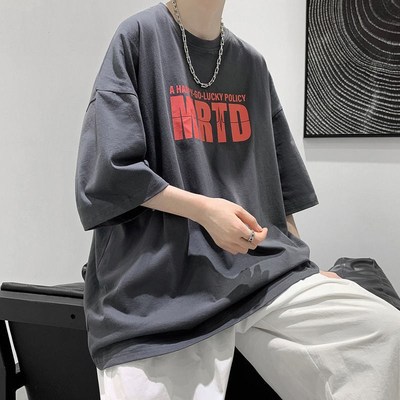 男士圆领宽松学生大码短袖t恤