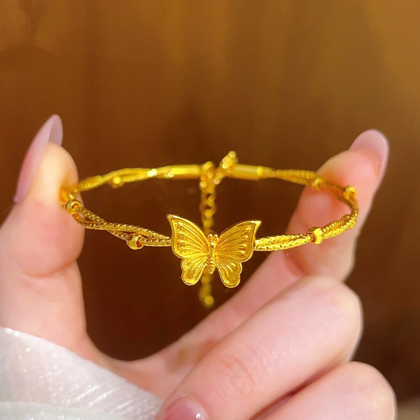 金店同款轻奢小众金丝花手镯