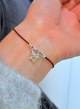 S925纯银甜美爱心小熊圆珠手链