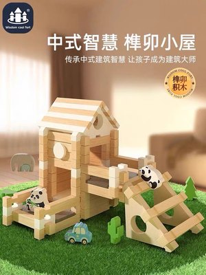 智酷堡鲁班榫卯积木原创益智小小建筑师积木房子拼搭游戏木制玩具