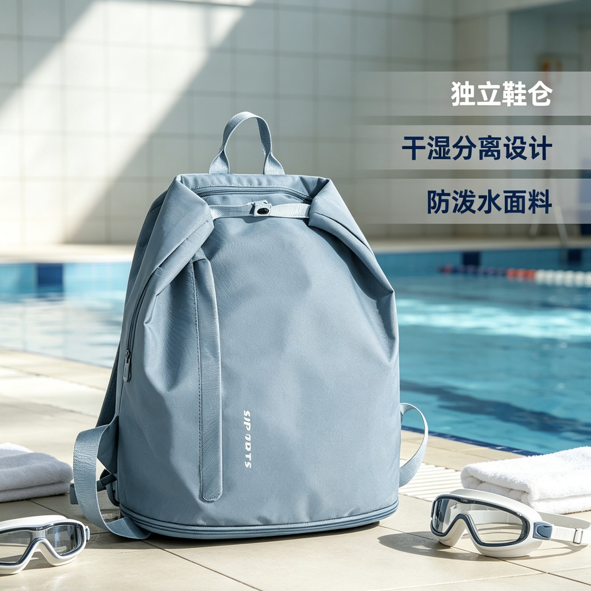干湿分离防水大容量游泳双肩包