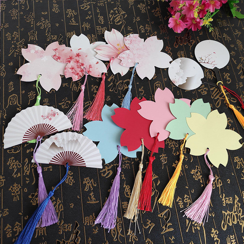 彩色樱花空白书签文艺卡片图片
