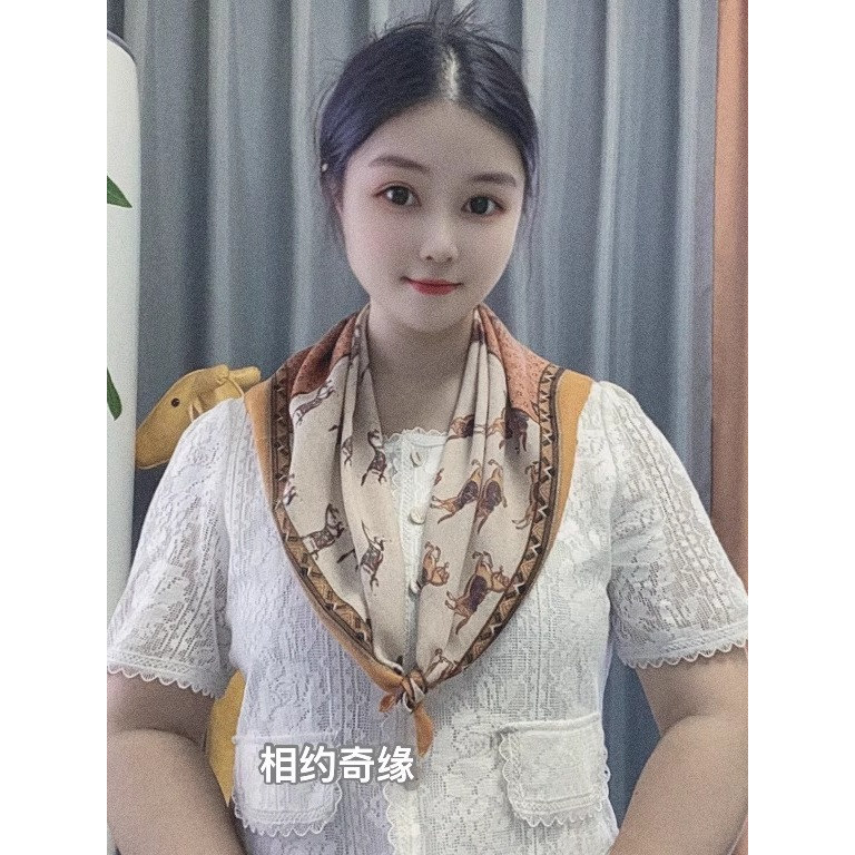 男女棉质丝绒小丝巾68cm方巾薄