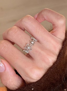 独特蕾丝缕空花朵戒指女