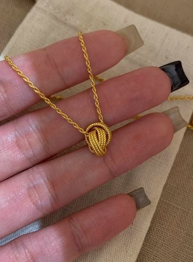 美式环环相扣麻花三环项链