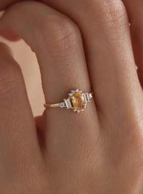 黄色戒指女精致清新百搭