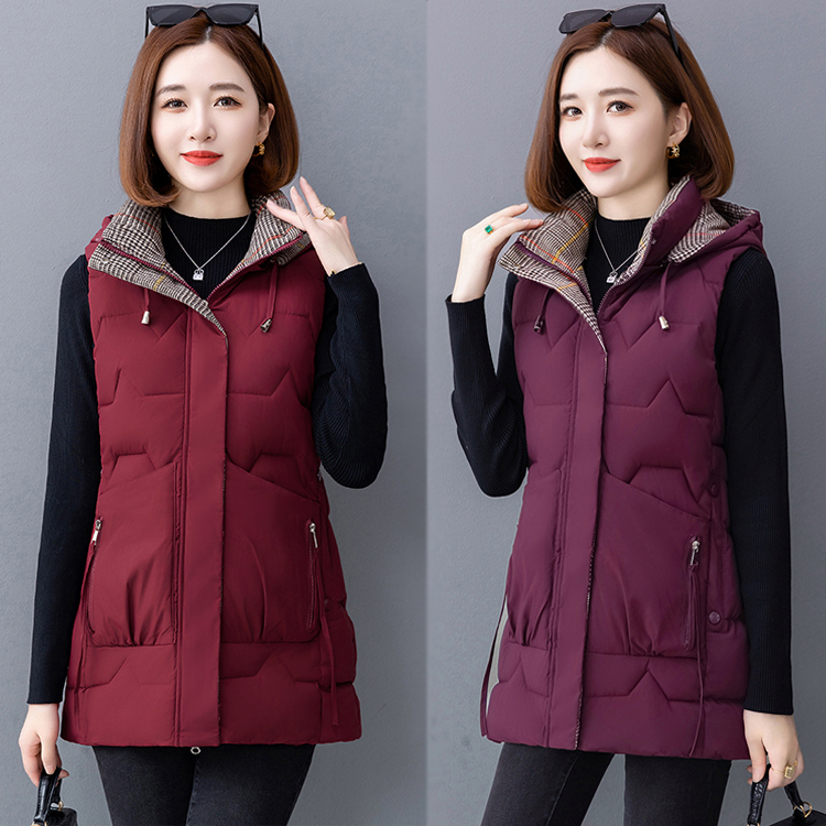 中老年加厚棉马甲女中长款胖MM200斤大码冬装休闲外穿棉坎肩外套