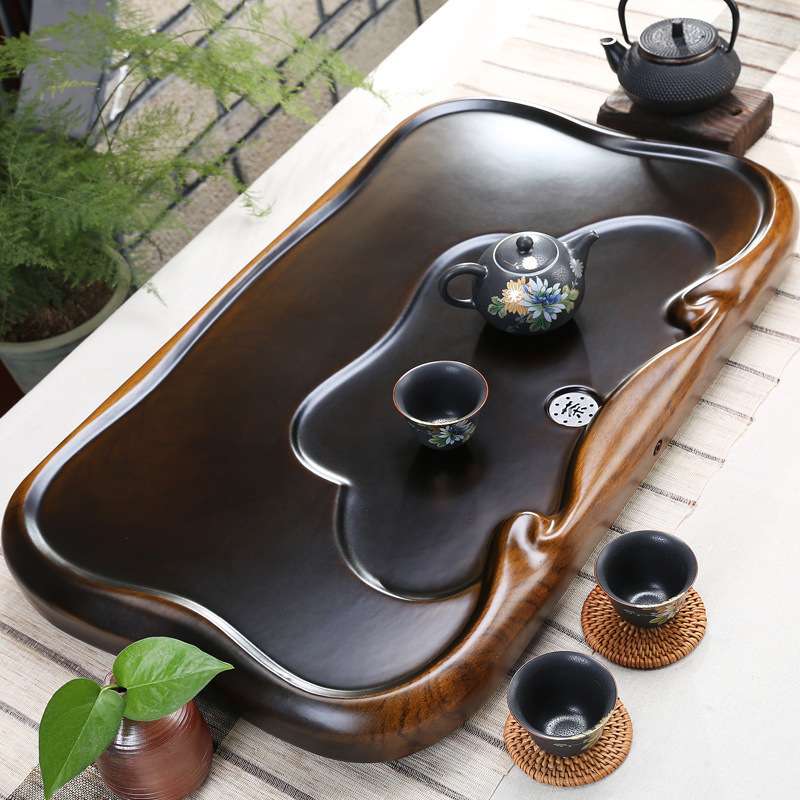 黑檀木茶盘家用整块实木茶海茶台小号长方形原木花梨托盘简约茶台