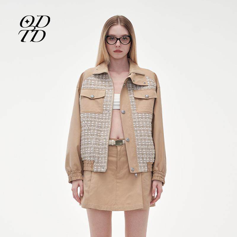 【odtd 设计师品牌】24春夏新款拼色粗花呢夹克外套小众上衣女