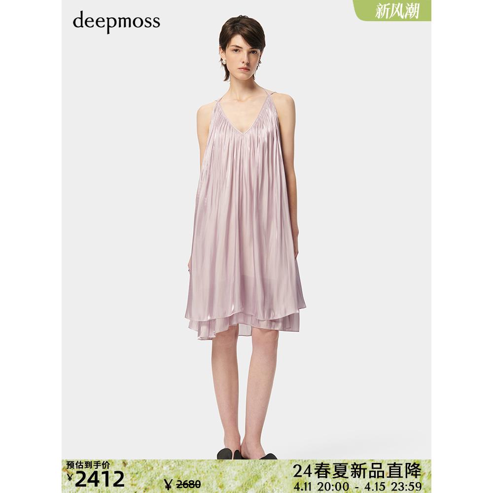 【deepmoss】2024春夏新款女装时尚休闲水泽双层下摆吊带连衣裙 女装/女士精品 连衣裙 原图主图