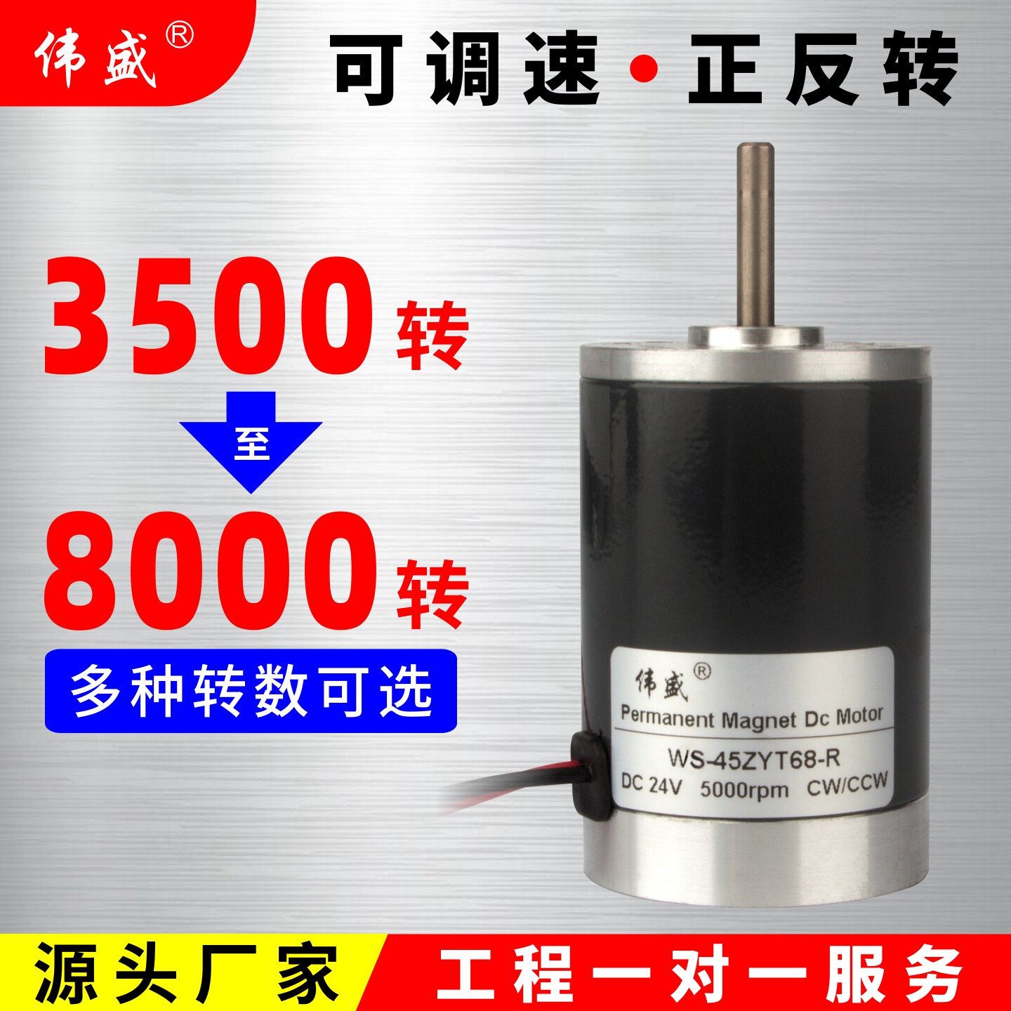 伟盛小型发电机45mm直流调速电机