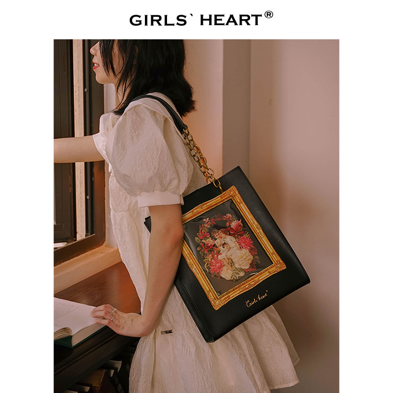 少女心球原创正版油画文艺复古痛大容量通勤百搭高级感托特单肩包,箱包皮具/热销女包/男包,痛包,淘宝优惠券,粉丝福利购,淘宝优惠卷