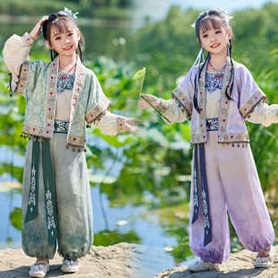 蝶舞 四季款民族风异域中大童开衫上衣灵动活泼灯笼裤新中式套装