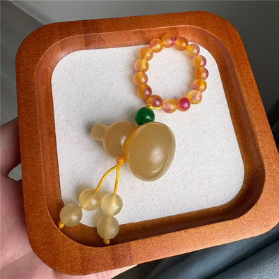 西藏羊角葫芦手把件钥匙扣手玩件