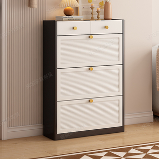 免安装实木鞋柜家用门口入户走廊窄款超薄翻斗式大容量玄关收纳柜