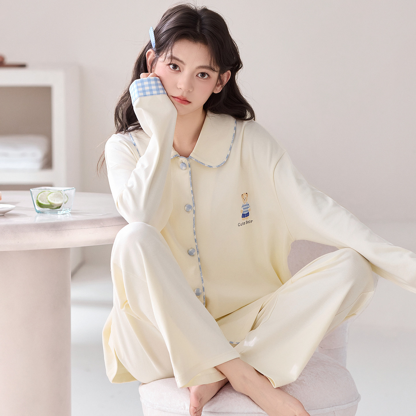睡衣女款2026新款春秋冬季纯棉长袖中年妈妈可外穿休闲家居服套装