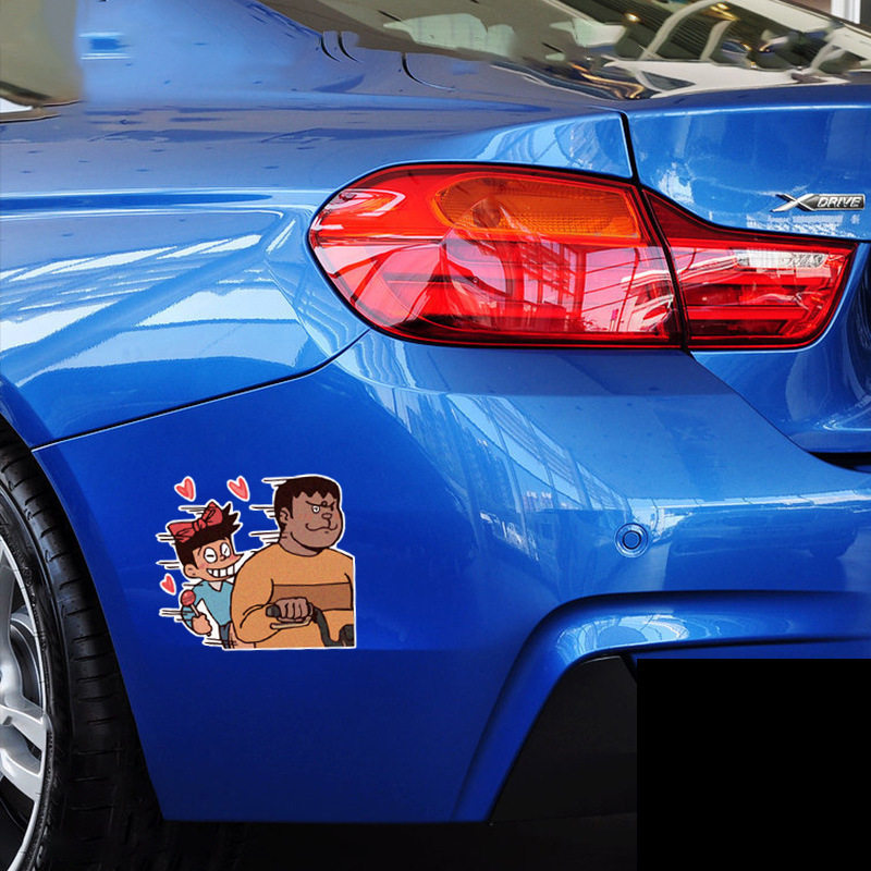 电动摩托车贴胖虎小夫搞笑创意贴哆啦A梦汽车车身油箱盖装饰贴纸