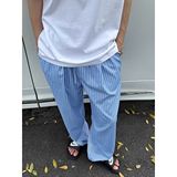 韩版条纹休闲男女薄款速干冰丝慵懒风宽松直筒长裤513CK1622P35，女装休闲裤，星座513