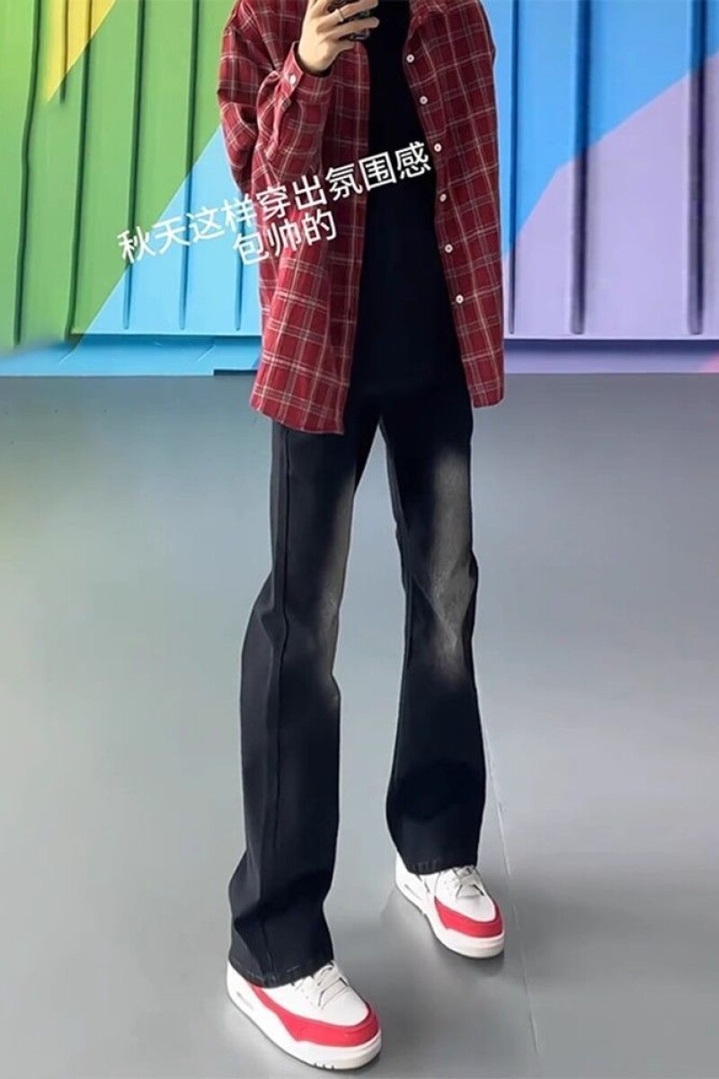 渐变牛仔裤男美式高街裤子痞帅直筒微喇裤513CK1048P33,男装牛仔裤,星座513
